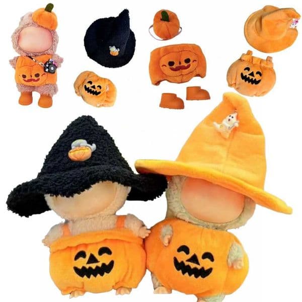 17cm Dolls Clothing For Labubu Outfit Accessories Sitting Party Halloween TrickOrTreat Series Accessory Pumpkin Hat Clothes X250923