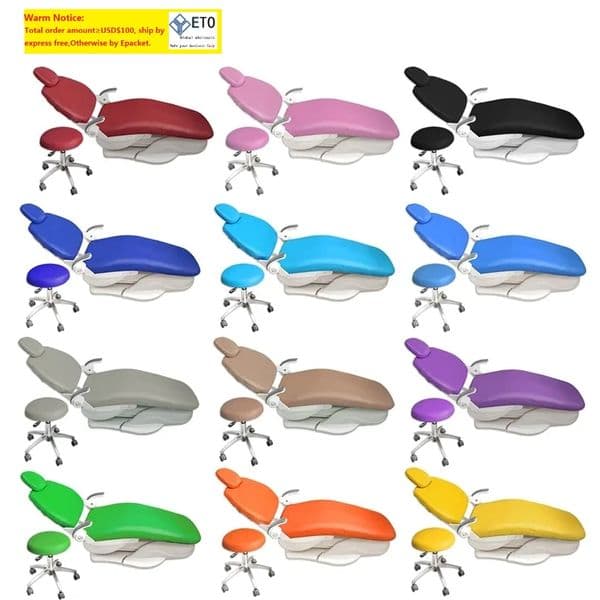 PU Leather Unit Dental Seat Chair Cover Elastic Waterproof Protective Case Protector Dentist Equipment 1 Set LL