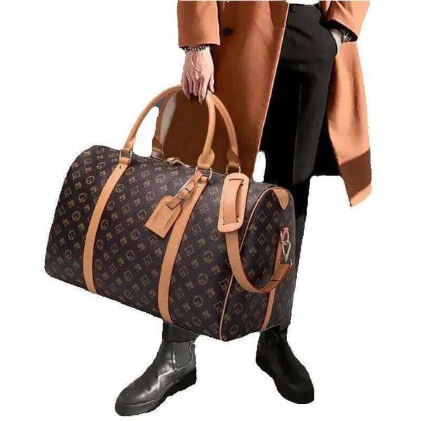 55Cm Designer Men Duffel Leather Suitcases On Lage Sport Outdoor Packs Shoulder Women Travel Bags Messenger Tote Bag Unisex Handbag f56