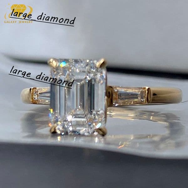 Fashion Jewelry Wholesale Price Lab Diamond Engagement Gold Ring Emerald Cut Diamond Ring For Women Gift