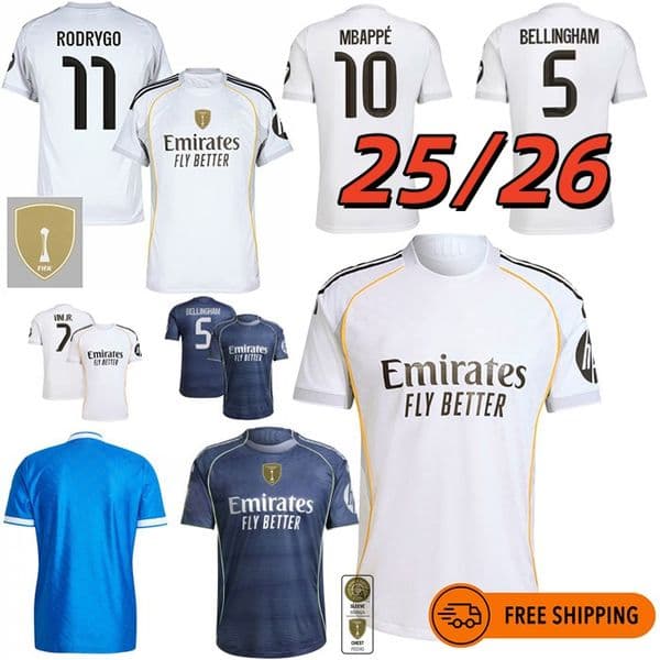 25 26 Bellingham Mastantuono Real 1th Madrids 4XL Soccer Jerseys 2025 2026 Mbappe Trent Vini Jr Rodrygo Rudiger Huijsen Valverde Arda Guler Men Kit Football Shirt