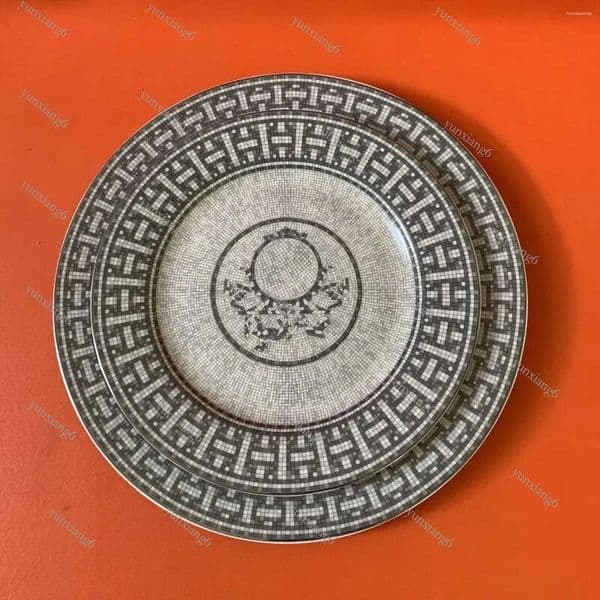 Classic European Mosaic Bone Porcelain Salad Dressing Ceramic Steak Plate Afternoon Party Gift