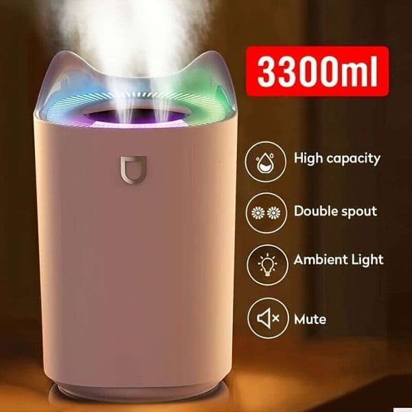 Air Aromatherapy Humidifier L Large Capacity Double Nozzle LED Light Humidifier Ultrasonic Ml Essential Oil Diffuser H O Room Air Humidifiers