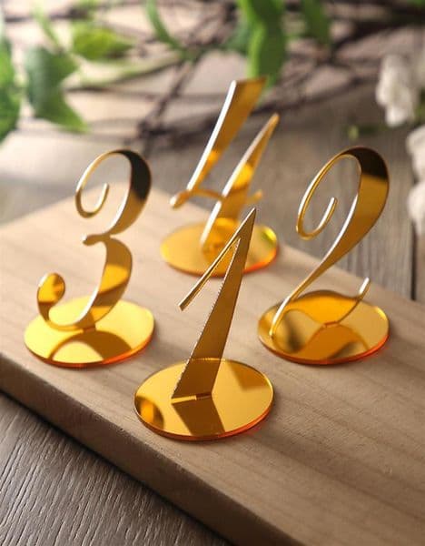 10pcs Wedding Table Numbers decoration for Wedding centerpieces Gold Mirror Acrylic Signs Reception number decor standing 2009247T4872449