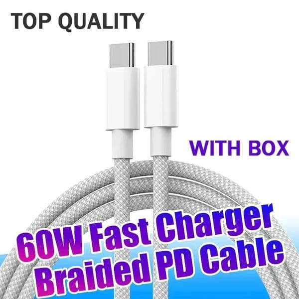 1m 3ft USB C To Type C Cables PD Fast Charging Cable for phone 17 16 15 60W PD USB-C charge Cable Data Charging High Quality Charger Cables with Retail Box