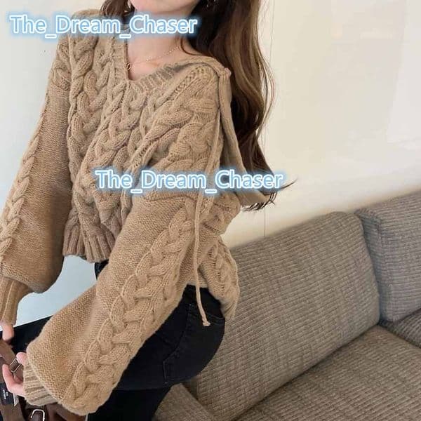 Autumn Winter Lazy Hooded Drawstring Retro Pullover Top
