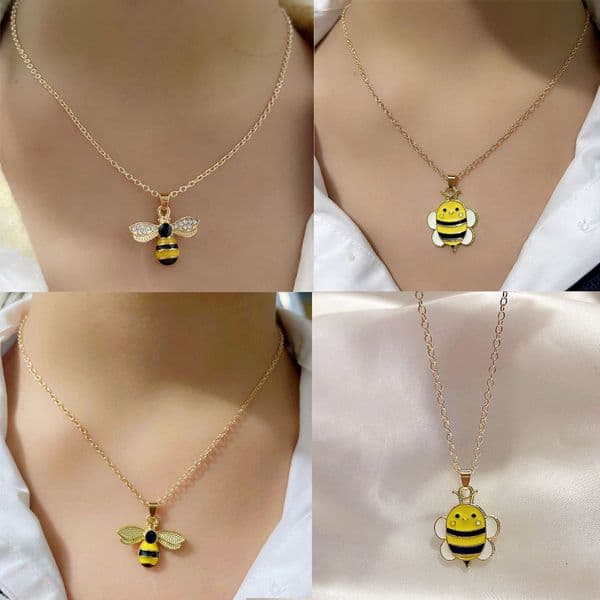 Alloy Sparkling Dia Little Bee Pendant Short Collarbone Necklace Women's Jewelry New Model