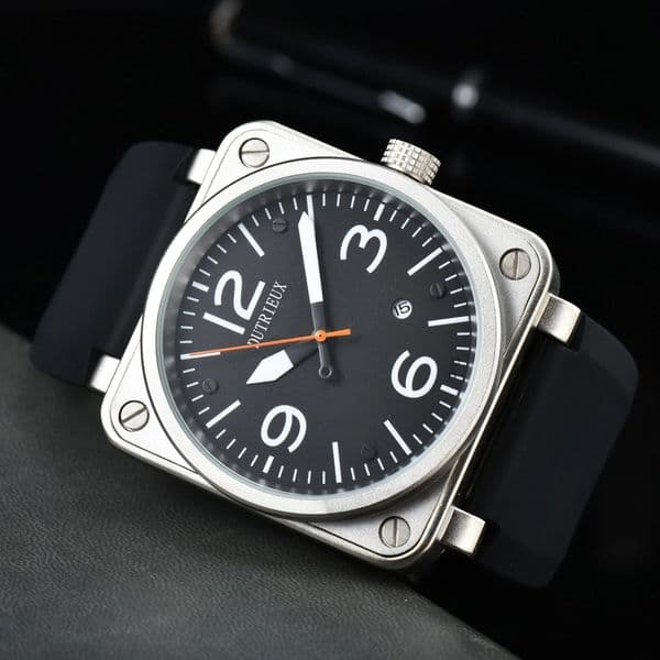 Hot Sale Watches for Mens Classic Square Dial Sport Rubber Strap Automatic Mechanical Luxury Multifunction Business Wristwatches AAA+ Male Clocks for Gift