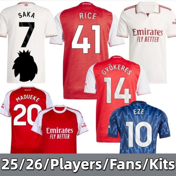25 26 Asennl Soccer Jerseys Declan Rice 41 Eze White Gyokeres Kai Havertz Jesus Zubimendi football jersey Home Away T shirt Player Fan Version 2025 2026 Sports Kits