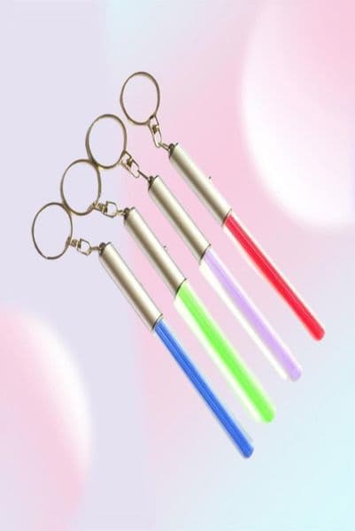Party Supplies LED Flashlight Stick Keychain Mini Torch Aluminum Keychains Key Ring Durable Glow Pen Magic Wand Stick Lightsaber L7983048