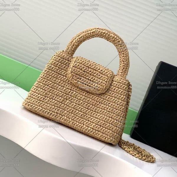 12A All-New Mirror Quality Designer Mini Bags for Women 19cm Straw Handbags Luxury Shoulder Chain Bag Crossbody Purse with Box AS4416