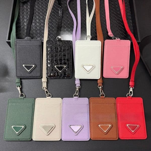 Leather Letter Keychain Fashion Card Holder Gift Accessories High Quality Detachable Lanyard Multiple Colors Daily Versatile Work Life