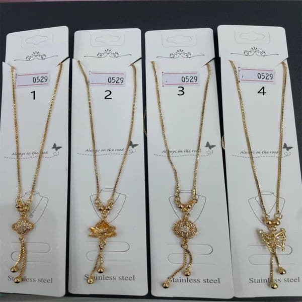 Gold-Plated Copper Color-Retaining Dia-Studded Pendant Necklace Blind Box Night Market Stall Jewelry Fashion Niche Design Collarbone Chain