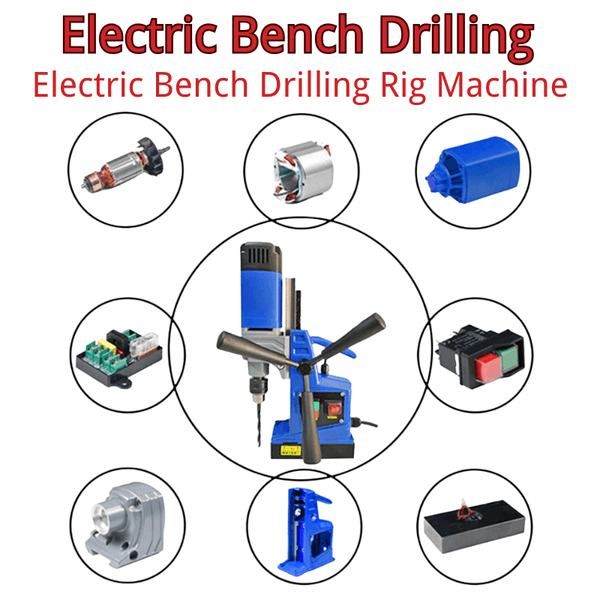 Steel Plate Hollow Core Magnetic Drilling Machine with Hollow Drill Conversion Handle Optional Electric Bench Drilling for Engineering Structure 1500W 2000W