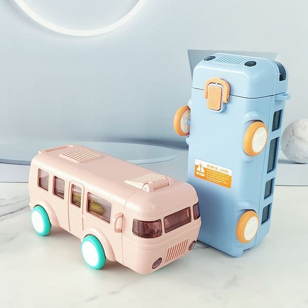 Bus-Shaped Children's Straw Cup Tritan Plastic Cup Portable Outdoor Pop-Up