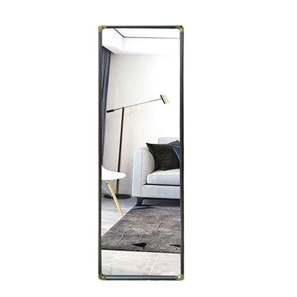 Customized imitation wood grain full-length mirror for home use with high aesthetic value, entrance hall living room dressing mirror, standing floor mirror
