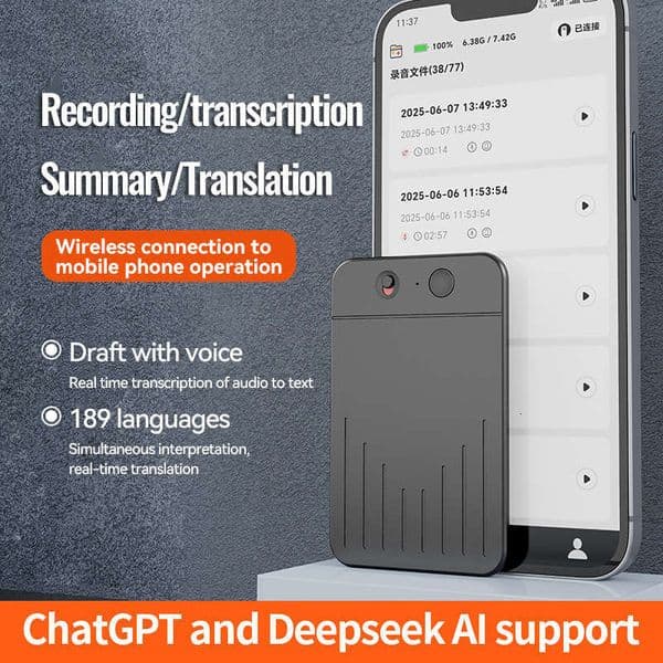 A3V Dual Button AI Recorder ChatGPT Intelligent Voice Call Real-time Transcription