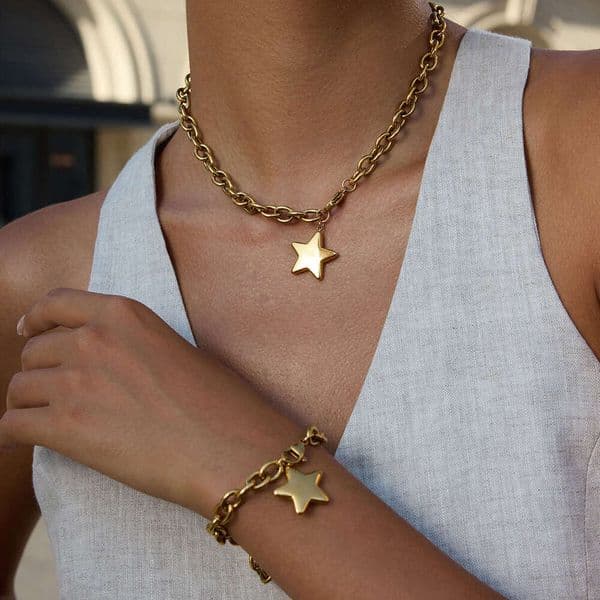 Jieding Five-Pointed Star Stainless Necklace Light Niche Jewelry for Women High-End Titanium Steel Bracelet Accessories