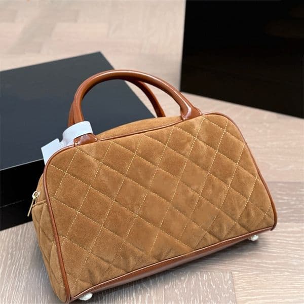 Woman Frosted Bowling Bag Evening Bags Designer Handbag Plaid Travel Bag Check Handbags Vintage Style 10A