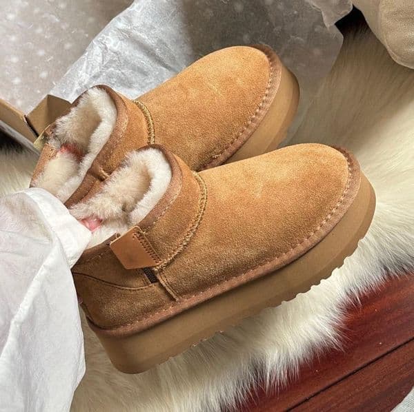 (order by picture, not the written color name) Fashion Designer Women's Platform Zip Boots Plush Warm Boots Outdoor Cold Weather Boots Ankle Boots 33069