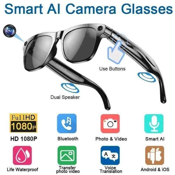 4K HD AI Smart Chat GPT 100Mp Camera Bluetooth Call 260Mah Battery Voice Assistant Control Glasses For Men Women