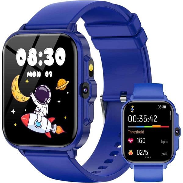 Smart Watch Kids, 1.85" Fiess Tracker Pedometer Watch, Health, Sleep Monitor, Puzzle Games, Alarm Clock, Camera, Music Player, Torch, Activity, Gift Toys for 4