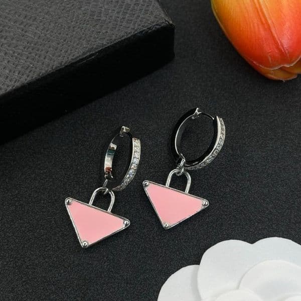 Fashion Designer Earrings with Side Diamond Series Gold and Silver Earrings Classic Triangle Design 925 Silver Needle Women's Earrings Birthday Gift