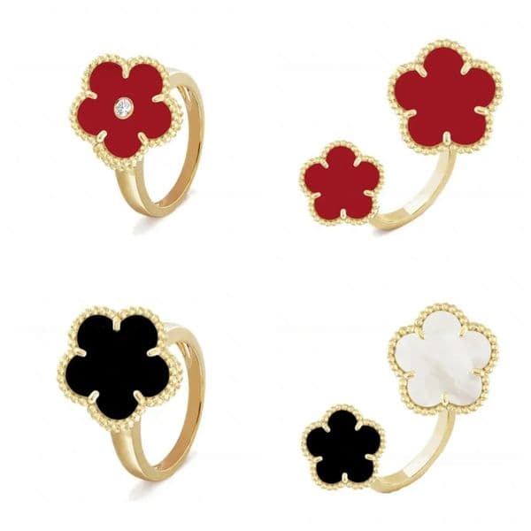 Designer Flower Rings Classic Mother of Pearl Fashion Jewelry for Women Elegant Women's Rings High Quality Mother of Pearl Inlaid Wedding Jewelry