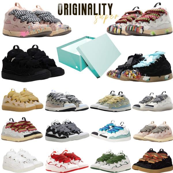 10A Top qualtiy curb all thick tongues designer shoes men women Lace-up sneakers classic plate-forme platform outdoor sports trainers style color variety size
