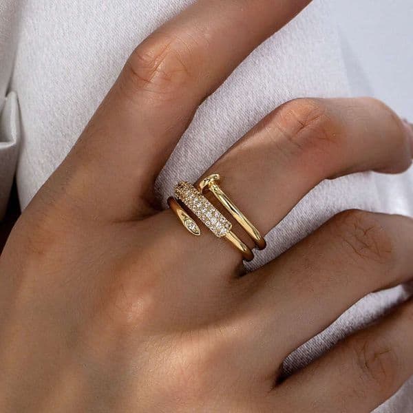 Rings Designer Luxury Ring Jewelry For Women Copper Plated Light Luxury Ring With 18K Gold Three Circle Stud Adjustable Opening Unique Fashion High-End