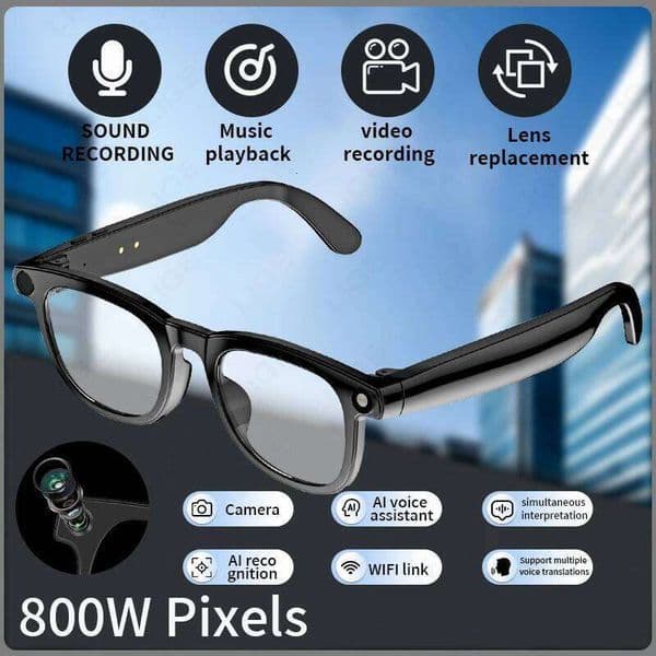 LIGE New 800W HD Camera Video Photo Record AI Translation Waterproof Bluetooth Call Music Smart Glasses Women Men