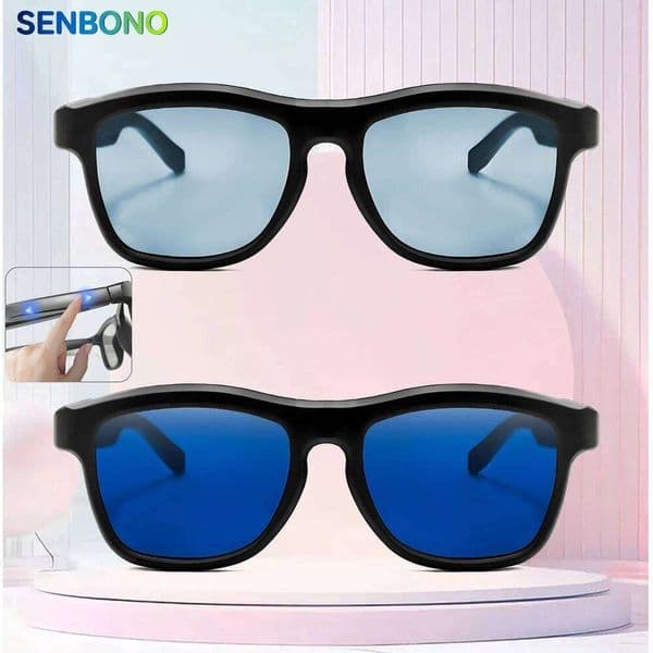 SENBONO AI Translation Smart Glasses Women Slide Color-Changing Lenses Answer/Reject Call Fashion Sunglasses For Men