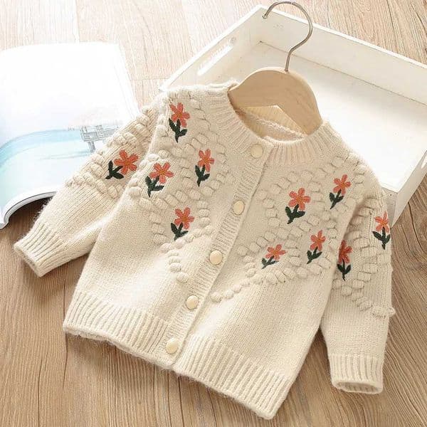 28Y Girls Autumn Sweater 2025 New Korean Fashion Sweetheart Flower Embroidery Long Sleeve Knitwear Kids Winter ClothesXJ250930