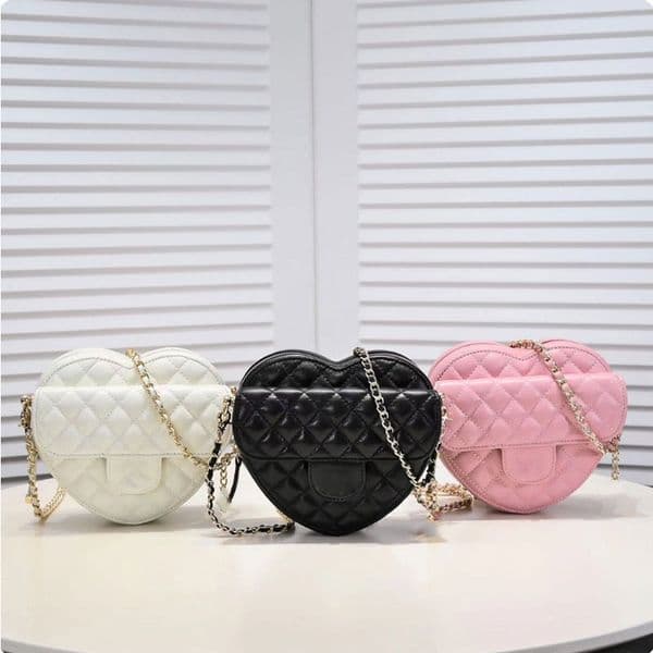 High-quality genuine leather and original sheepskin chain heart-shaped mini 2025 single-shoulder women's fashionable makeup high-end brand bag 17cm