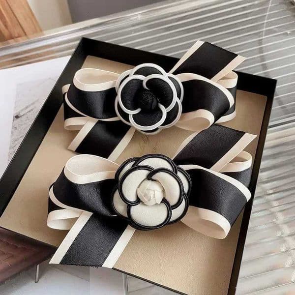 Vintage Camellia Flower Clip for Women Girls Korean Fashion Hairpin Fabric Bow Headpiece Elegant Headwear Hair Accessories decoration