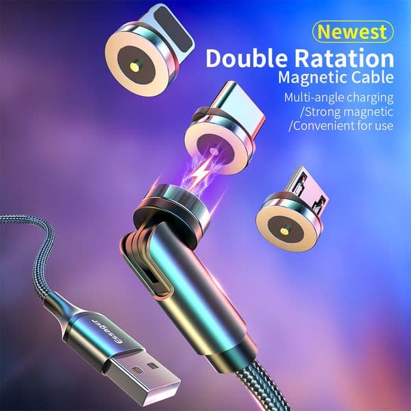 Essager 540 Rotate Magnetic Cable Micro USB Type C Cable For iPhone14 Android Fast Charging Magnet Charger Phone 2025 Cable Wire Cord