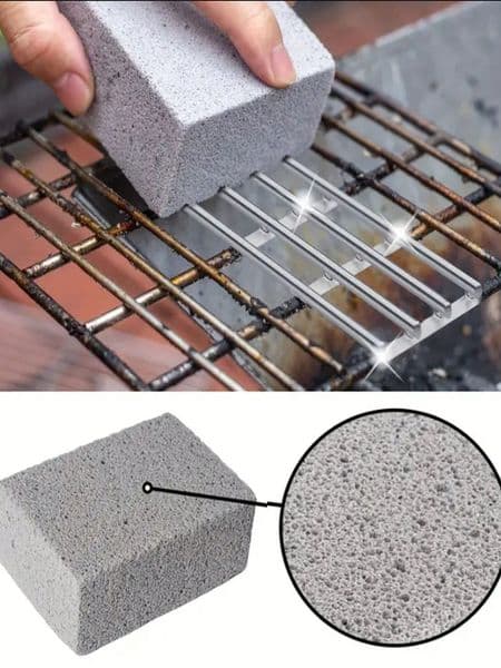 2pcs Grill Cleaner Stone Cleaner Block BBQ Strong Cleaning Brush Camping Grate Dirt Removal Rust Iron Plate Cleaner Durable