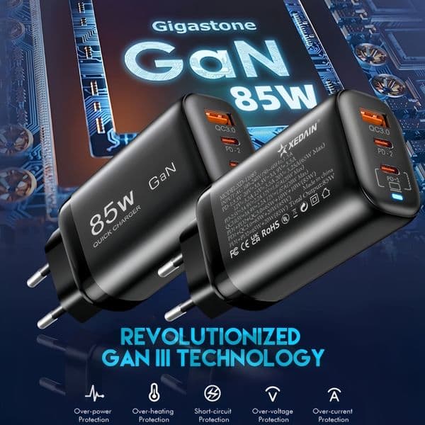 Real 85W GaN USB Type C Charger QC3.0 Quick Charge PPS PD 65W 30W 2025 Fast Charging For iPhone 15 14 Pro Book Laptop Ipad Samsung