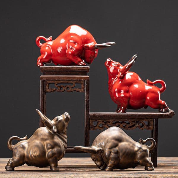 European style Ceramic Animal Bull Figurine,Handmade Art Sculpture,Home Decoration Accessories,Room Office Decoration Figurines
