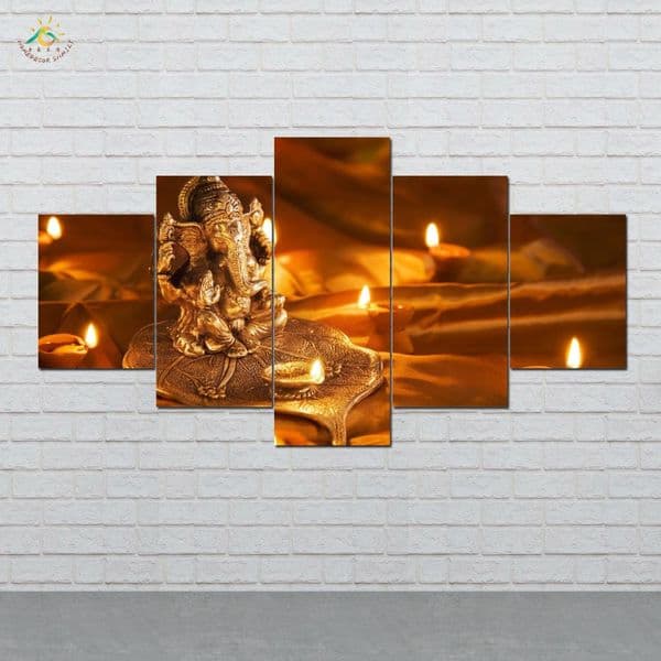 Lord Ganesha Statue Wall Art Canvas Painting Posters and Prints Decorative Picture Decoration Home For Living Room 5 PIECES