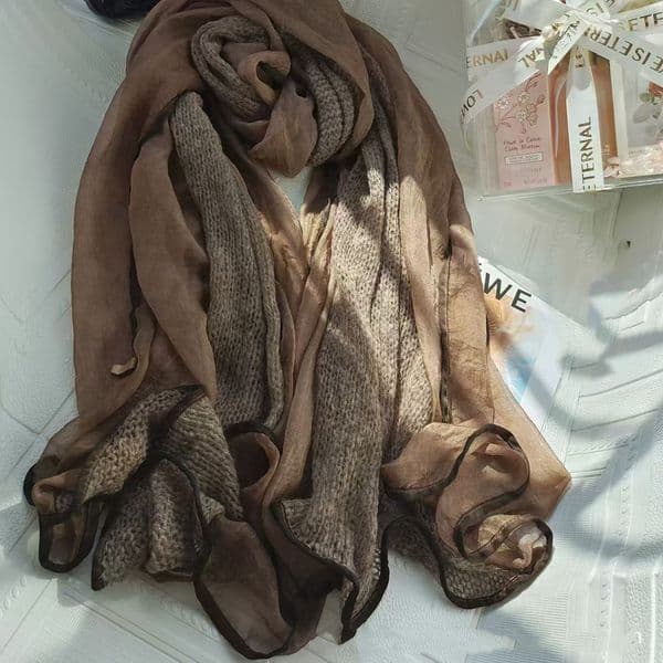 New winter all-match high-end silk wool thread splicing shawl long scarf --89217