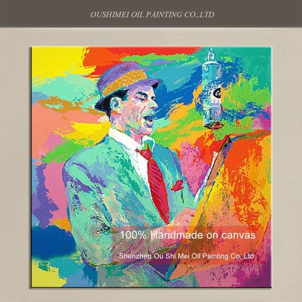 Hand Painted Color Portrait Oil Painting on Canvas Man Wearing Hat Painter Creation Art Wall Painting for Room Decor Paintings