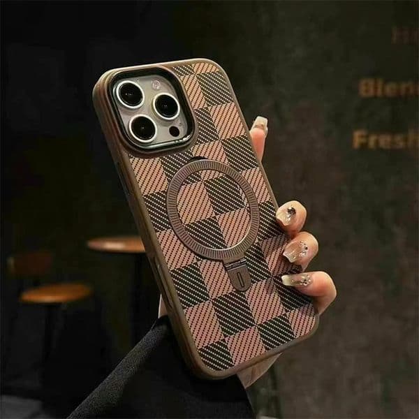 Fashion Designer Magsafe Cases for iPhone 17 Pro Max 16Pro 15 Pro 14 13 12 designer phone case Acrylic Magnetic buckle Phone Cases with Ring Holder Stand Charger Cover