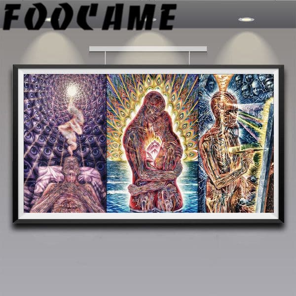 Alex Grey Trippy Dark Poster Decorative Psychedelic Canvas Print Art Work Abstract Painting Decoration Pictures Living Room