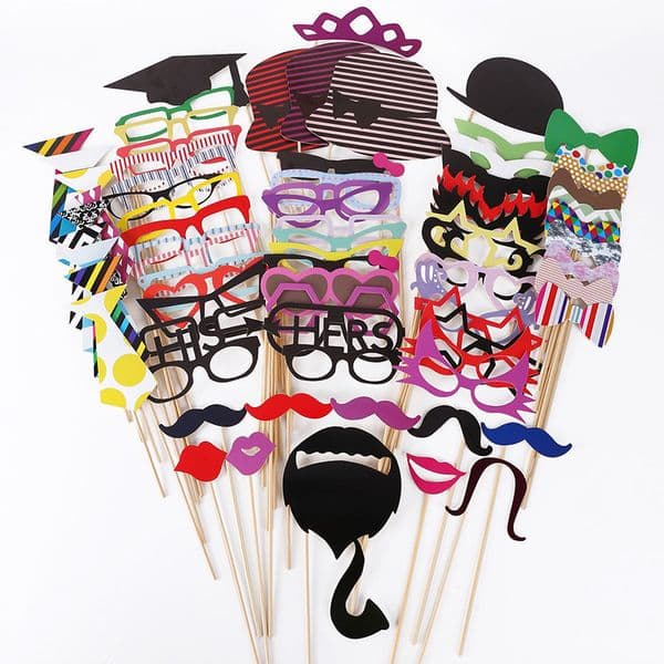 76pcs DIY Photo Booth Props Funny Mask Glasses Mustache Lip On A Stick Photobooth Birthday Wedding Decoration Party Accessories