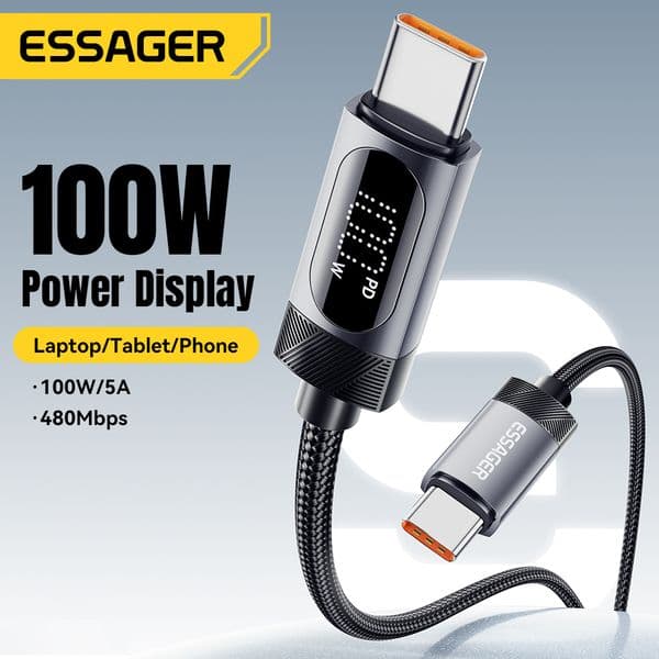 Essager 100W Type 2025 C To Type C Cable For iPhone 16 15 Samsung Xiaomi iPad 5A PD Fast Charging For book USB C to Type C Cable
