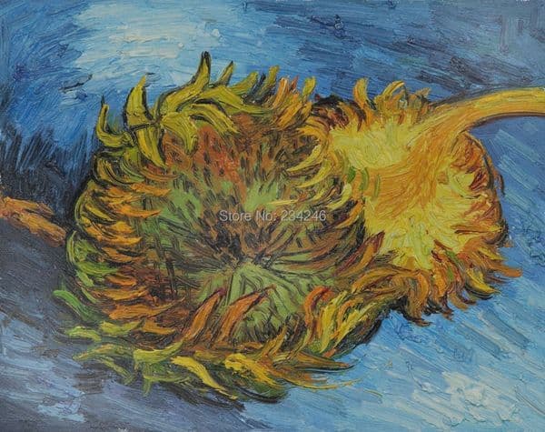 Impressionist Painting Replica Two Cut Sunflowers by Vincent Van Gogh Still Life Oil Art on Canvas for Living Room Hand Painted