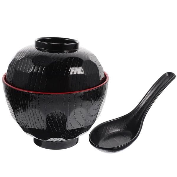 2Pcs Miso Soup Bowl With Lid Japanese Rice Bowl Traditional Miso Soup Bowl Cutlery Tableware With Cover Steamer Soup Bowl