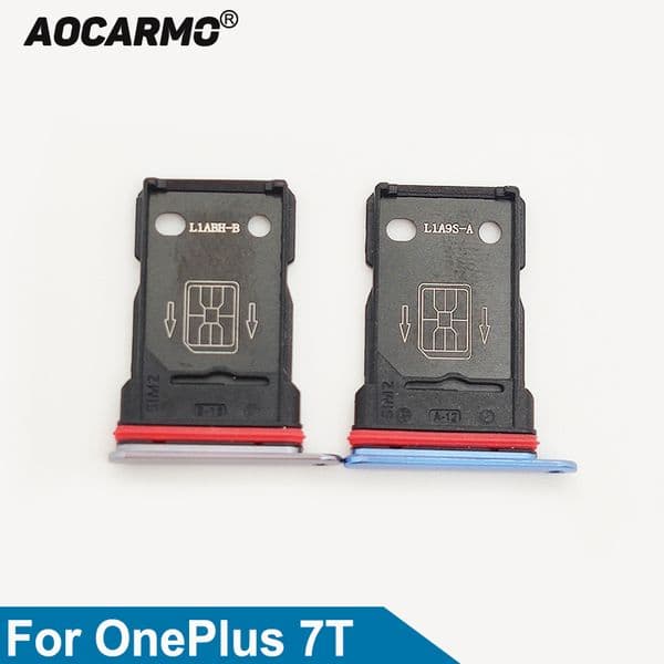Aocarmo Dual & Single SIM Card Tray For OnePlus 7T Sim Card Slot Holder Repair Replacement Parts