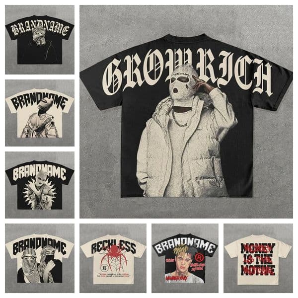 Mens T Shirts Harajuku Shirt Men Hip Hop Gothic Graphic Print Oversized Cotton Tshirt Punk Short Sleeved Streetwear Casual Tops Tees